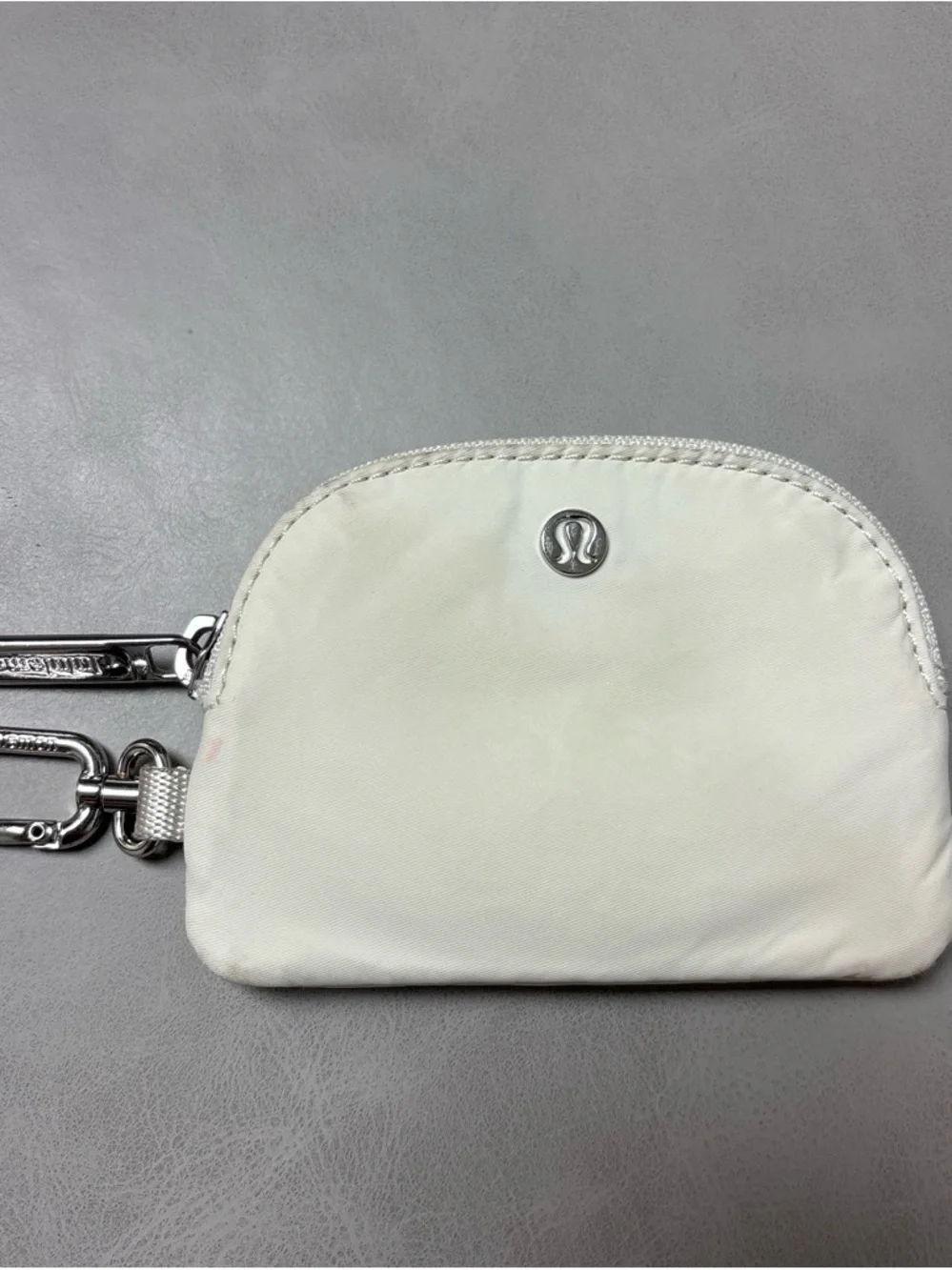 lululemon athletica Small White Key & Card Pouch with Silver Hardware